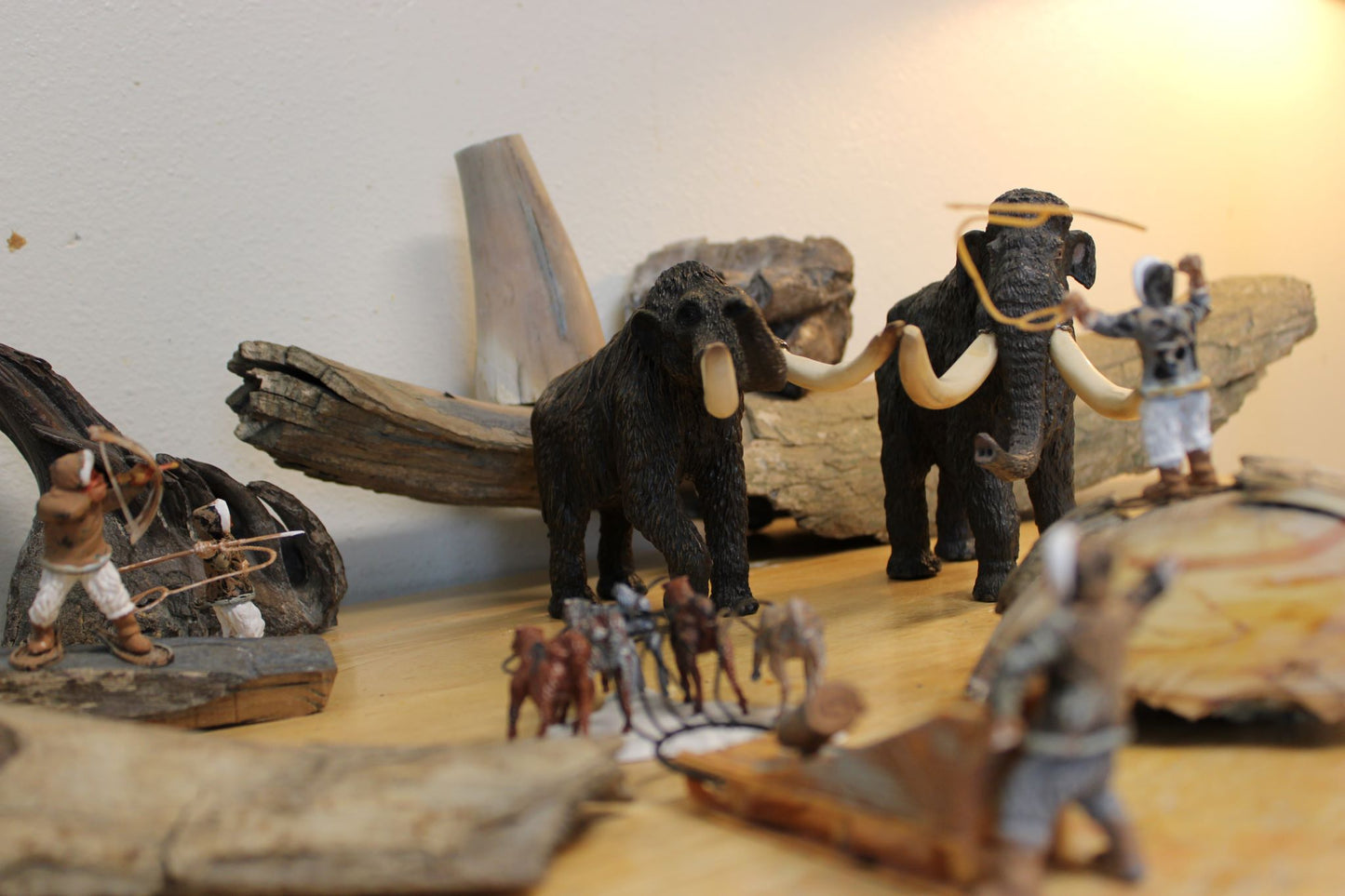 eskimo and mammoth model figures real tusk