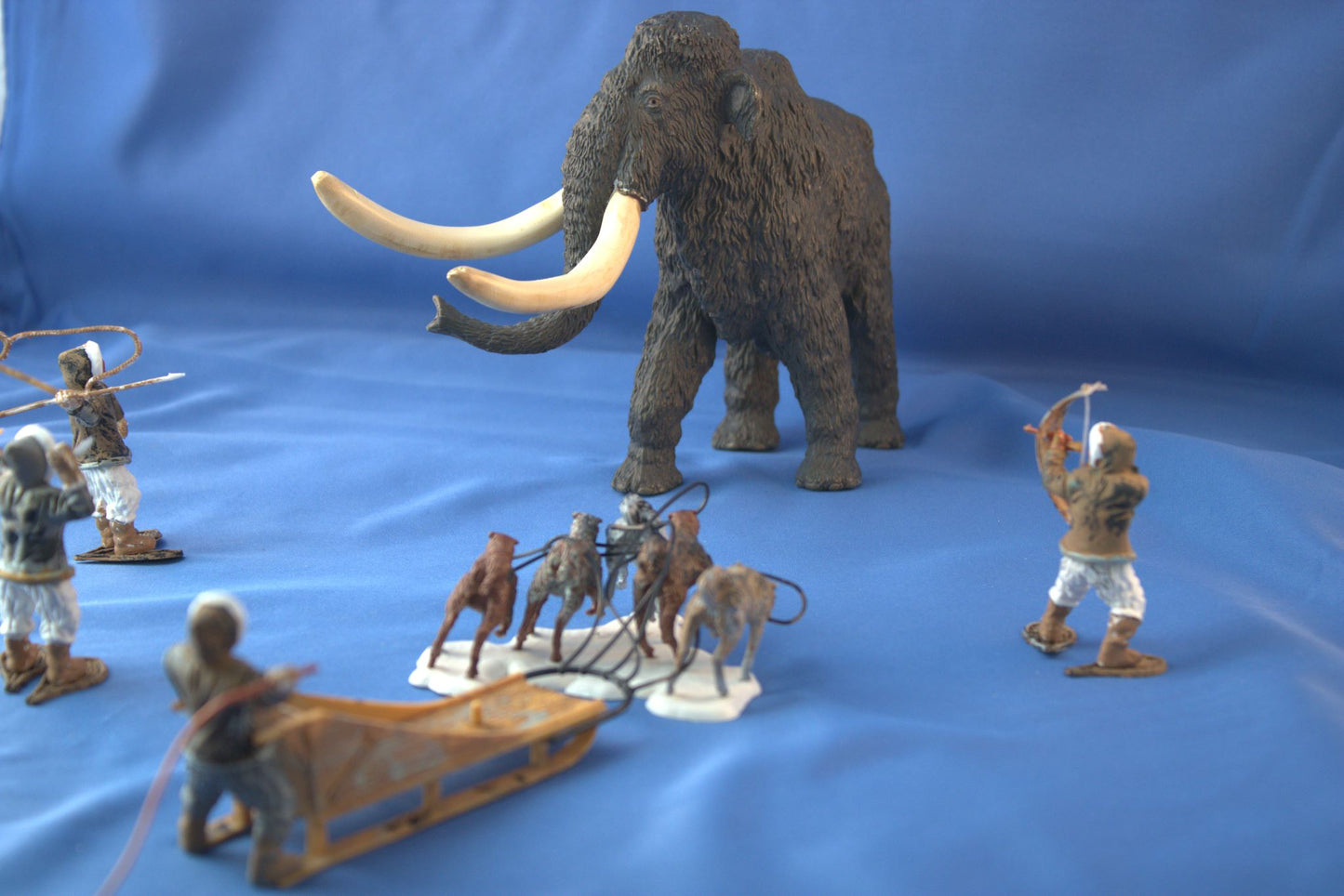 eskimo and mammoth model figures real tusk