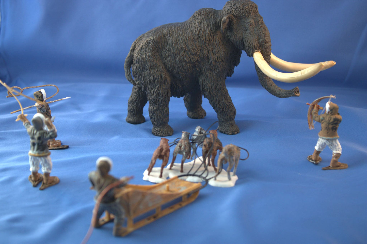 eskimo and mammoth model figures real tusk